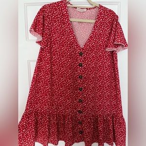 BOUTIQUE BRAND Goodnight Macaroon Red Print Button-Up Dress